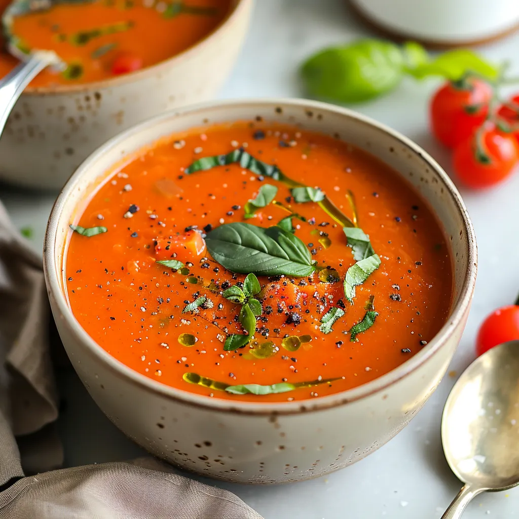 A bowl of soup with a spoon in it.