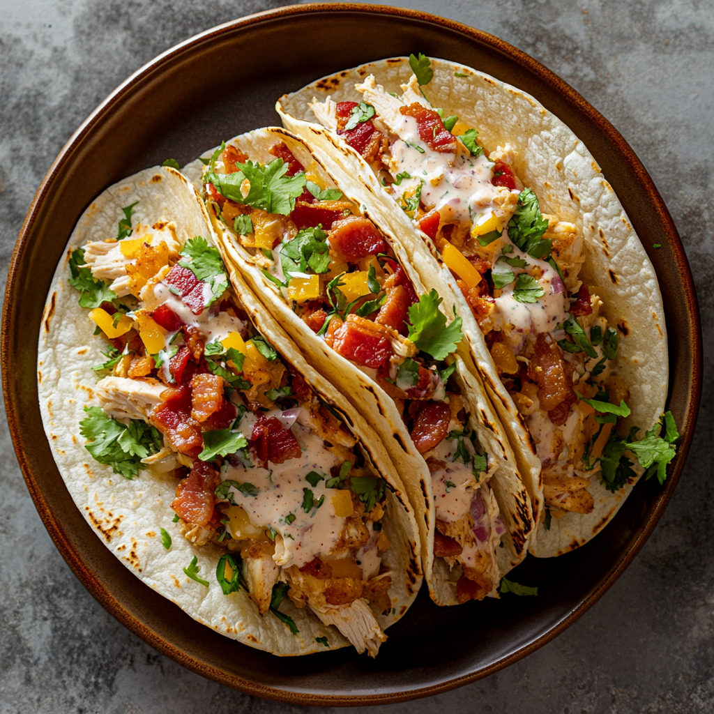 Two tacos with meat and sauce.