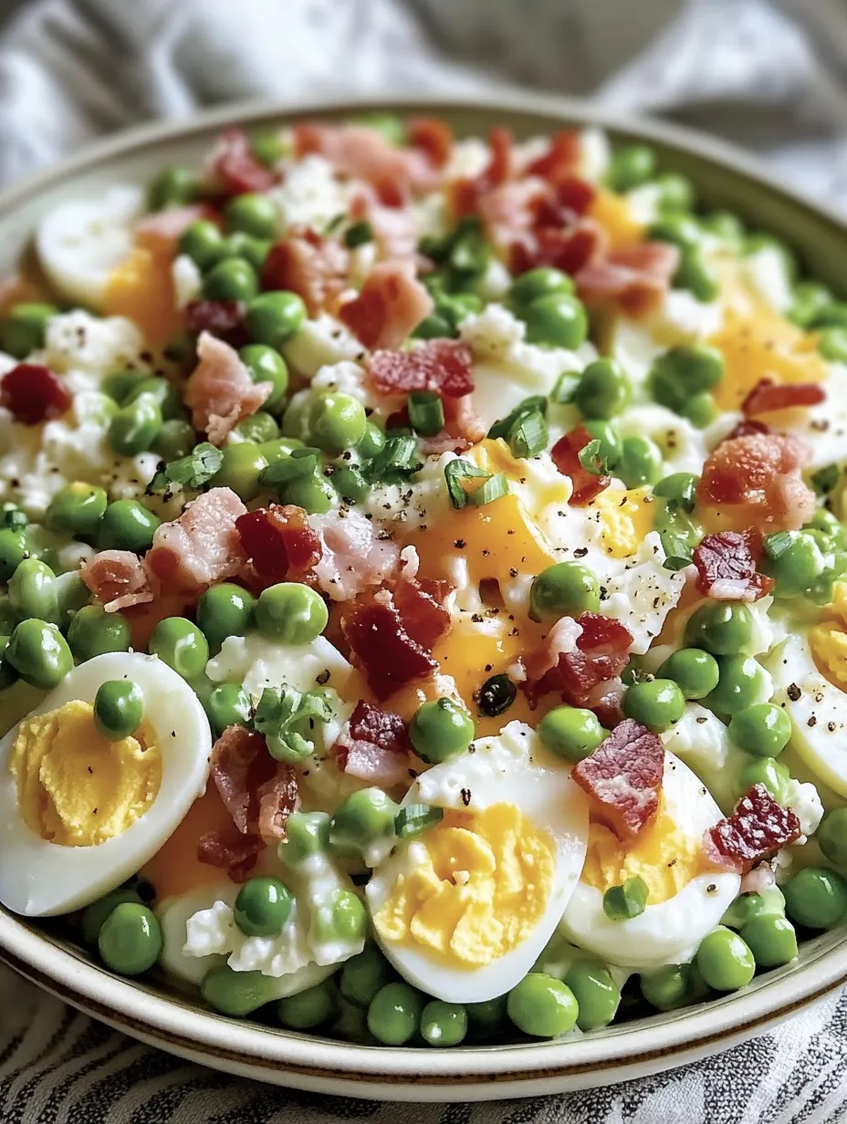 A bowl of peas and eggs.