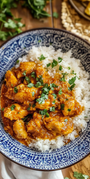 A bowl of chicken curry with rice.