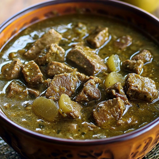 A bowl of meat and vegetables.