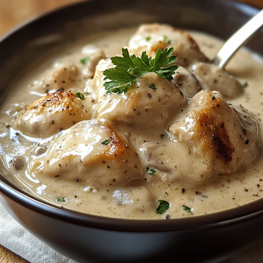 A bowl of food with a spoon in it.