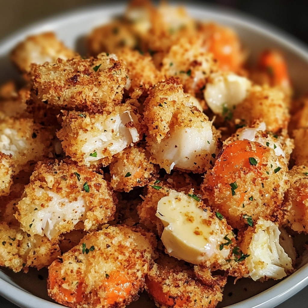 A bowl of crab crunchies.