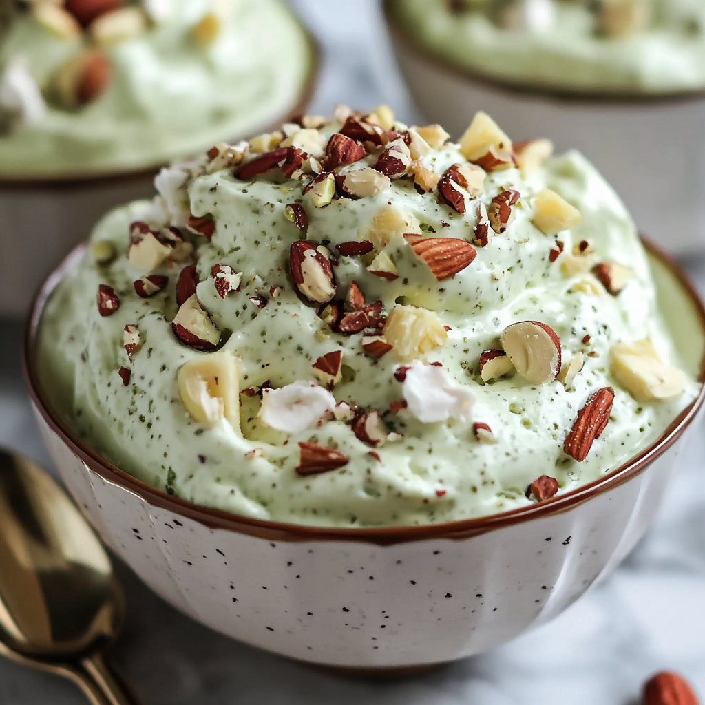 A bowl of pistachio pineapple fluff.