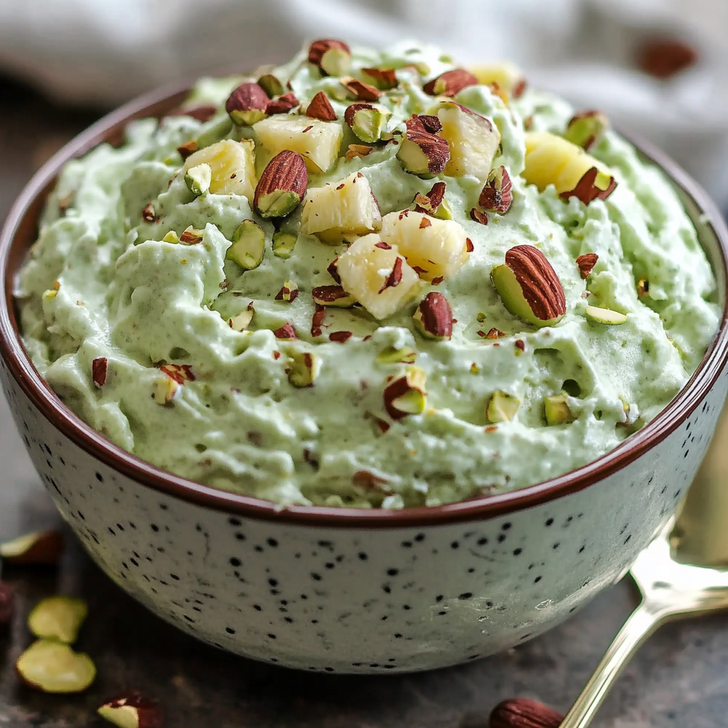 A bowl of pistachio pineapple fluff.