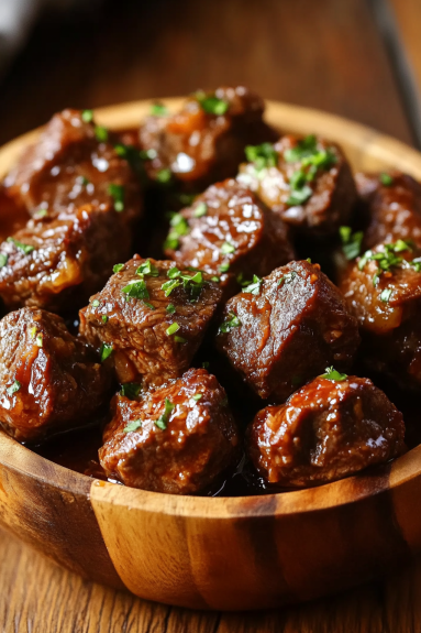 A bowl of beef steak bites.