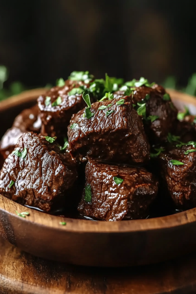 A bowl of beef stew with green onions.