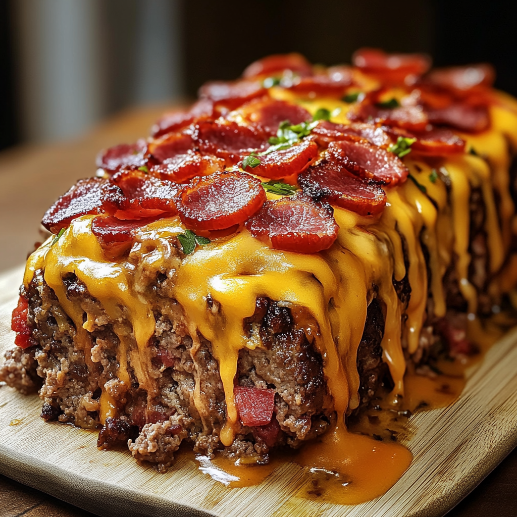 A large piece of meat with pepperoni and cheese on top.