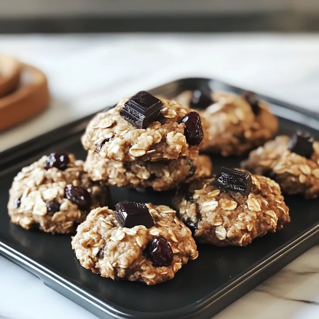 A tray of cookies with chocolate chips and raisins.