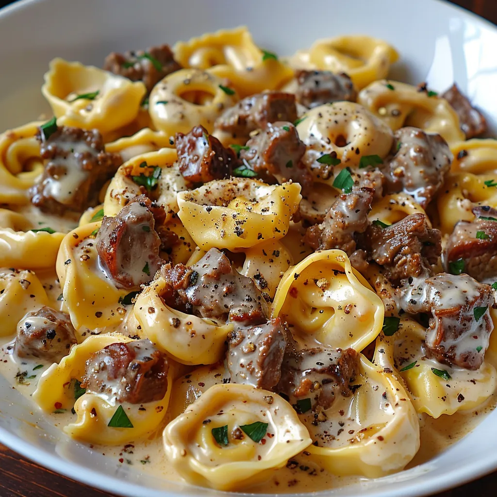 A bowl of pasta with meat and cheese.