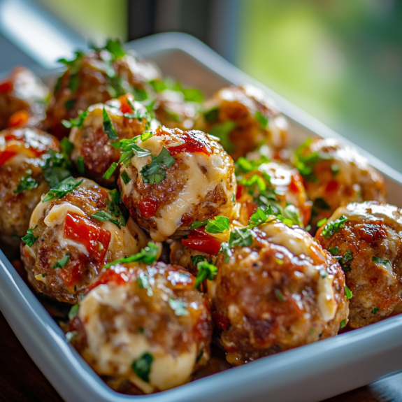 A bowl of Rotel Cream Cheese Sausage Balls.