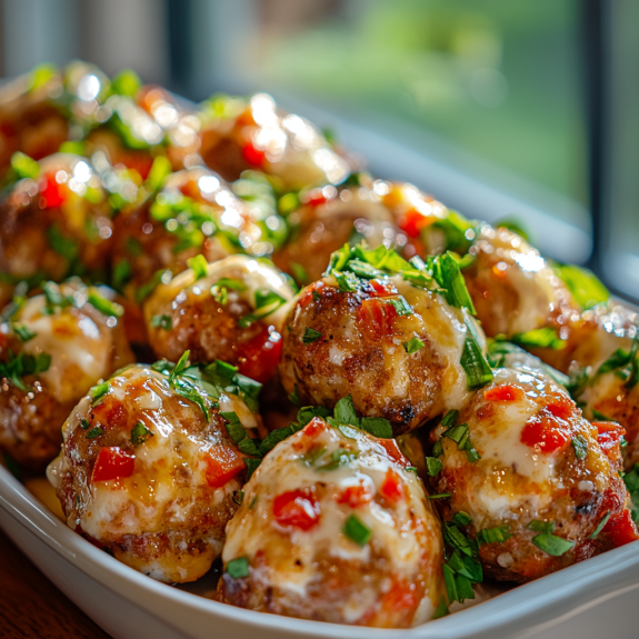 A bowl of Rotel Cream Cheese Sausage Balls.
