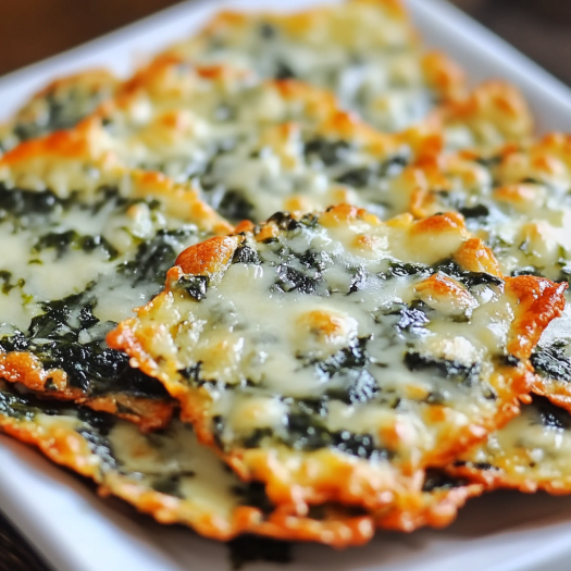A plate of spinach dip cheese crisps.