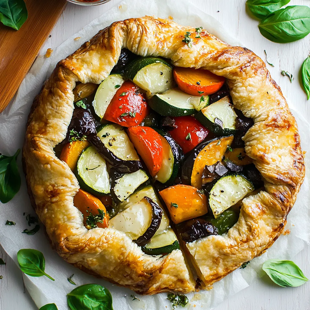 A vegetable quiche with a variety of vegetables.