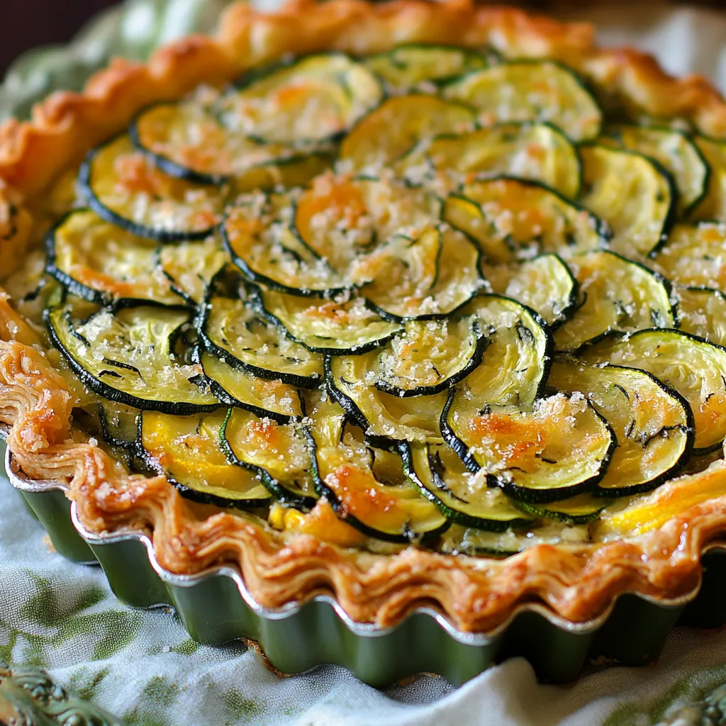 A zucchini pie with a golden crust.