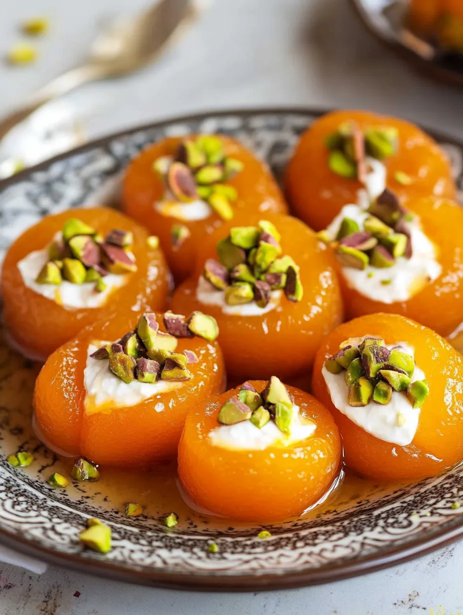 A plate of Turkish Poached Apricots with Ricotta.
