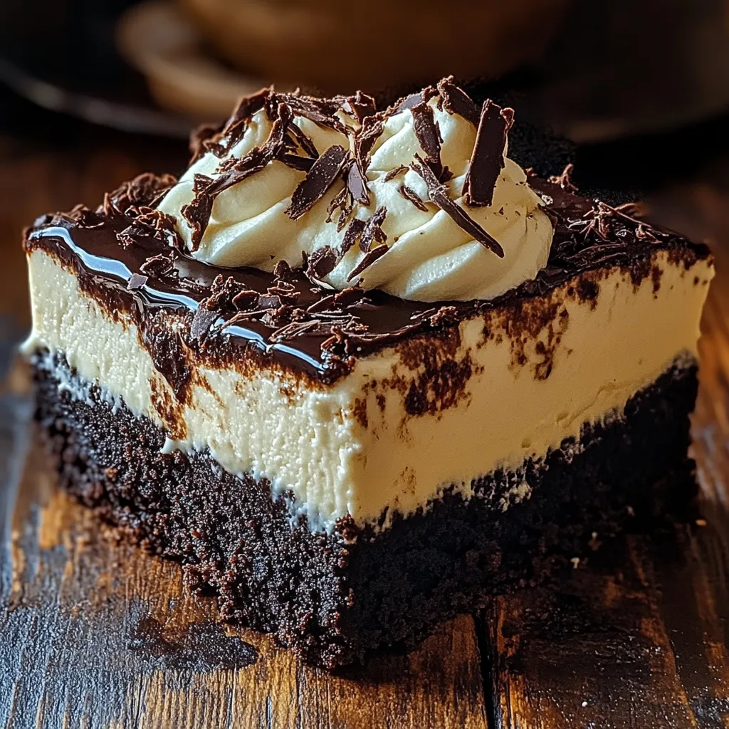 A chocolate dessert with white cream.