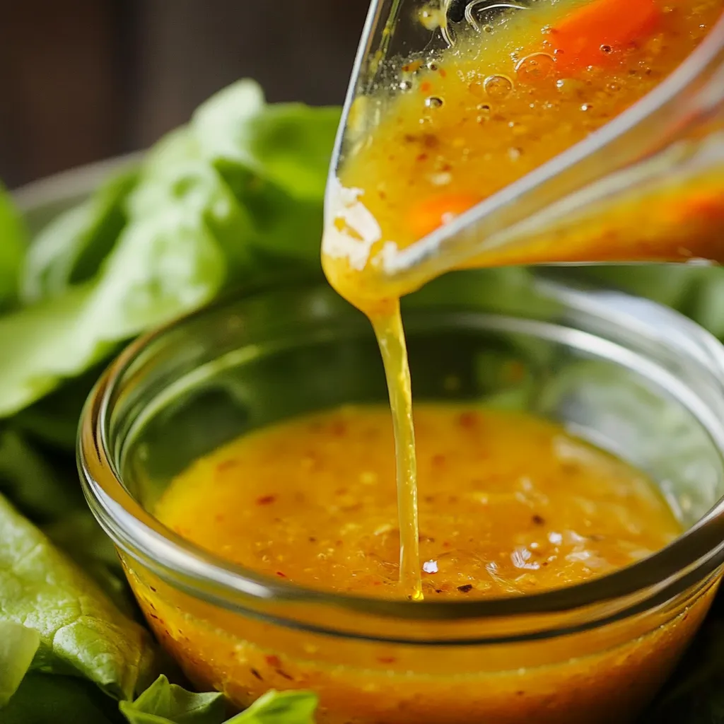 A spoon is pouring sauce into a bowl.