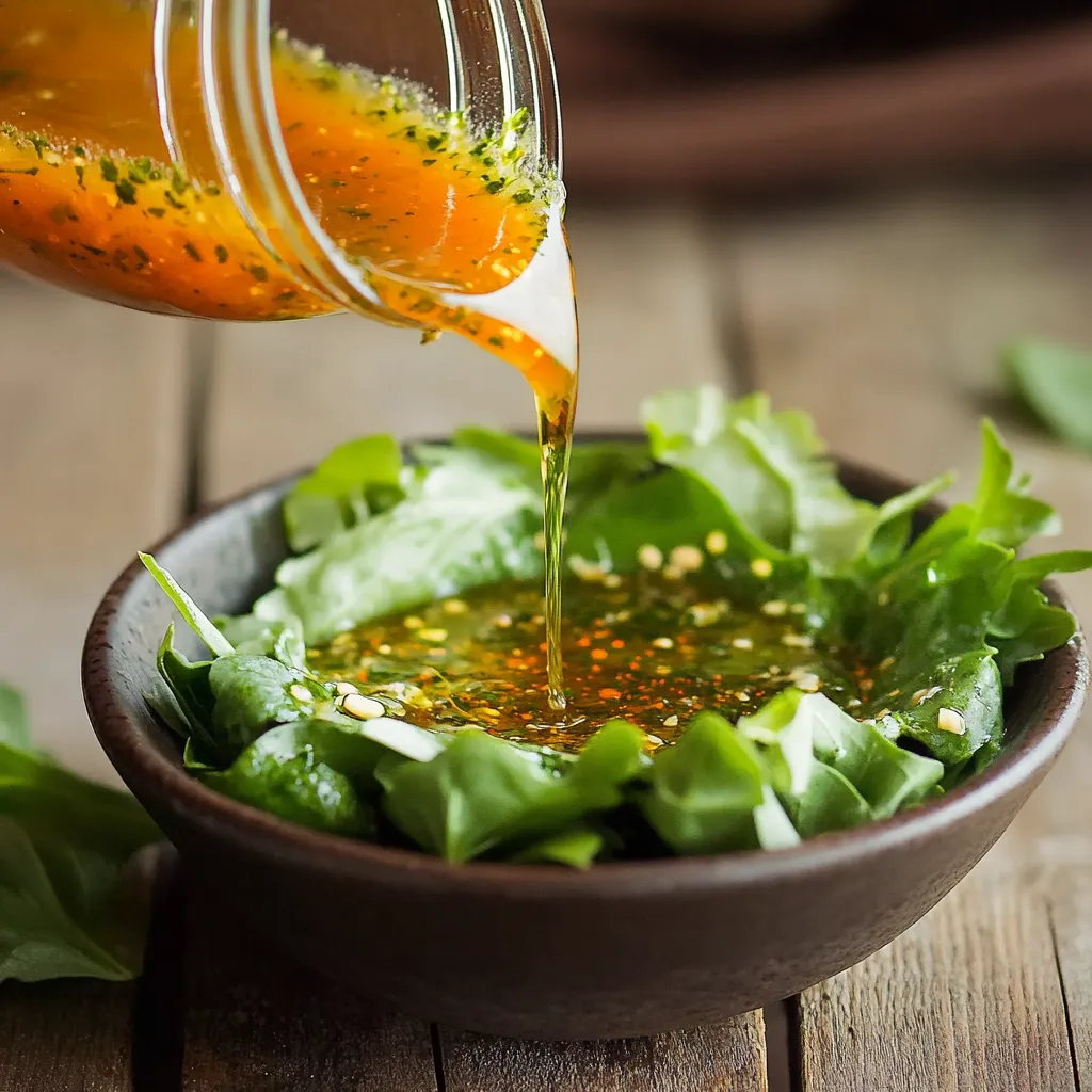 A bowl of greens with a sauce drizzled over it.