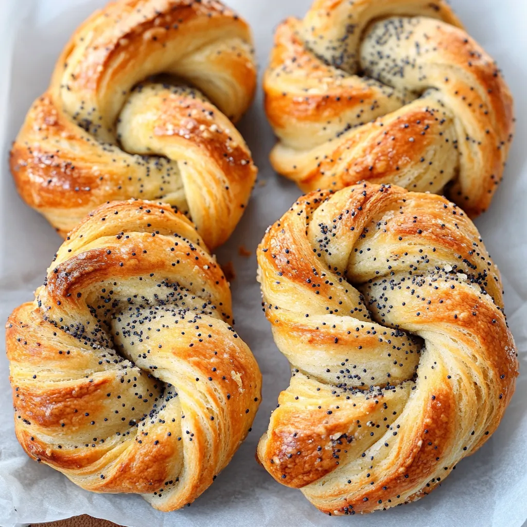 Two rolls of bread with seeds on top.