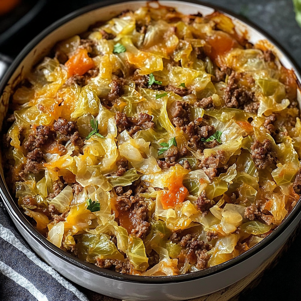 A bowl of food with meat and vegetables.