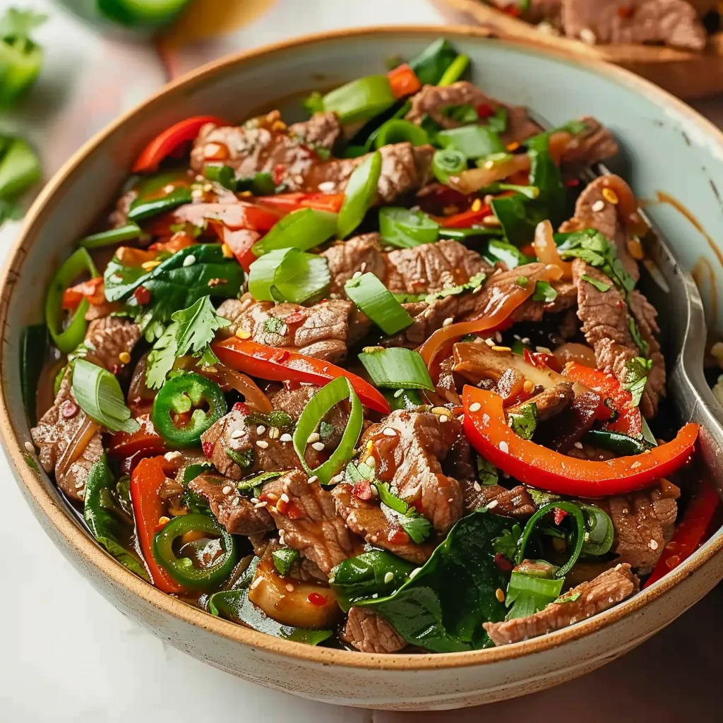 A bowl of meat and vegetables.