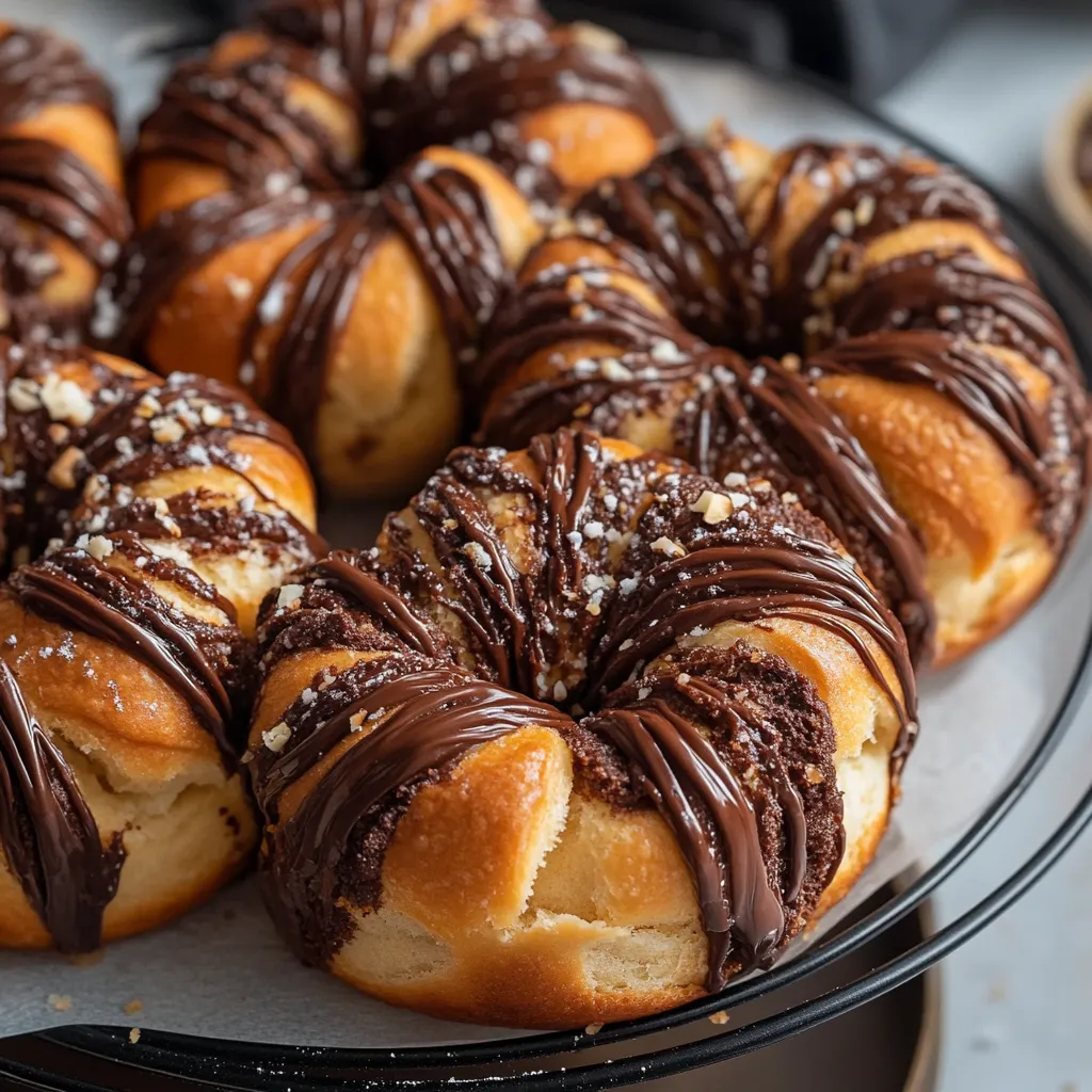 A plate of chocolate covered doughnuts.
