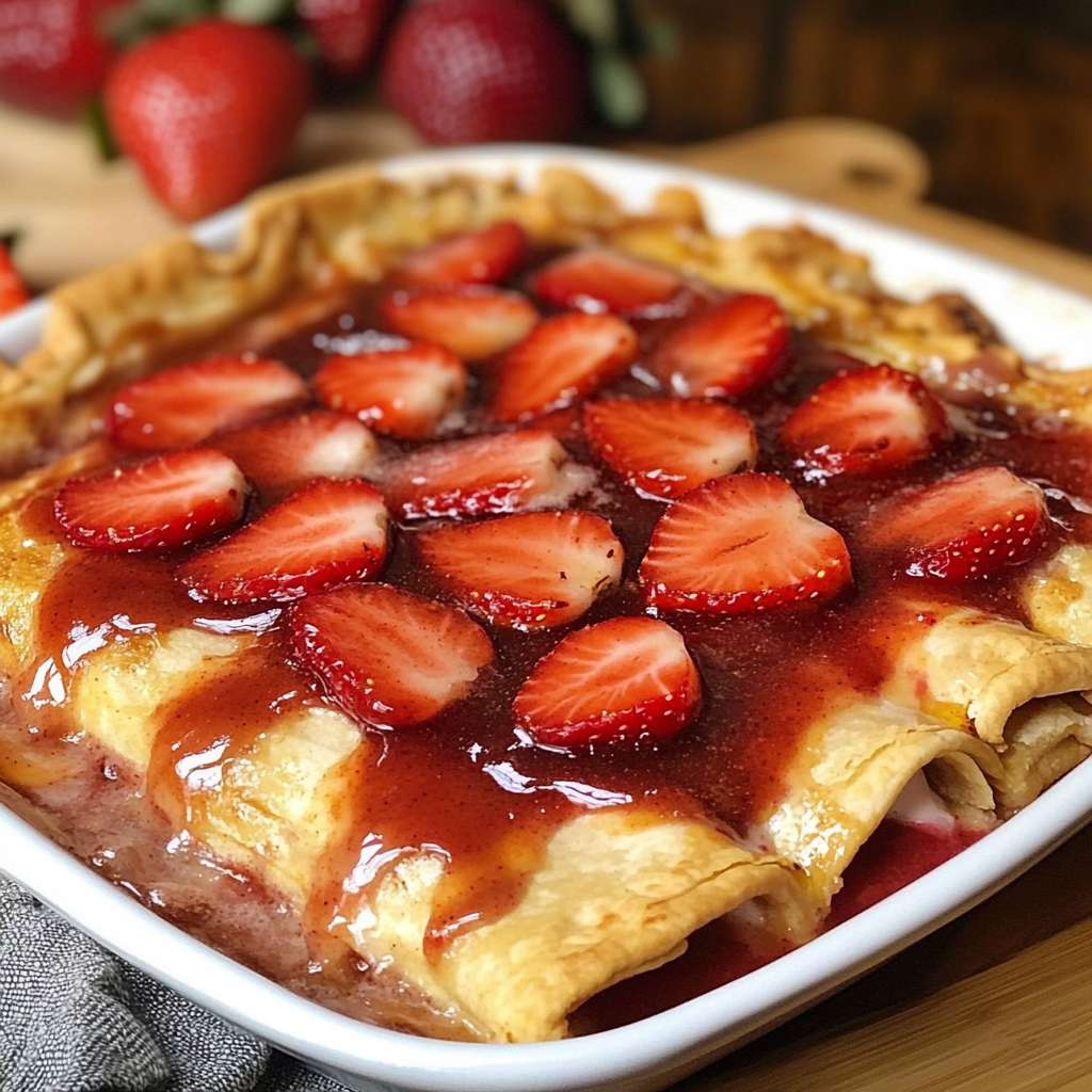 A slice of strawberry pie enchiladas.