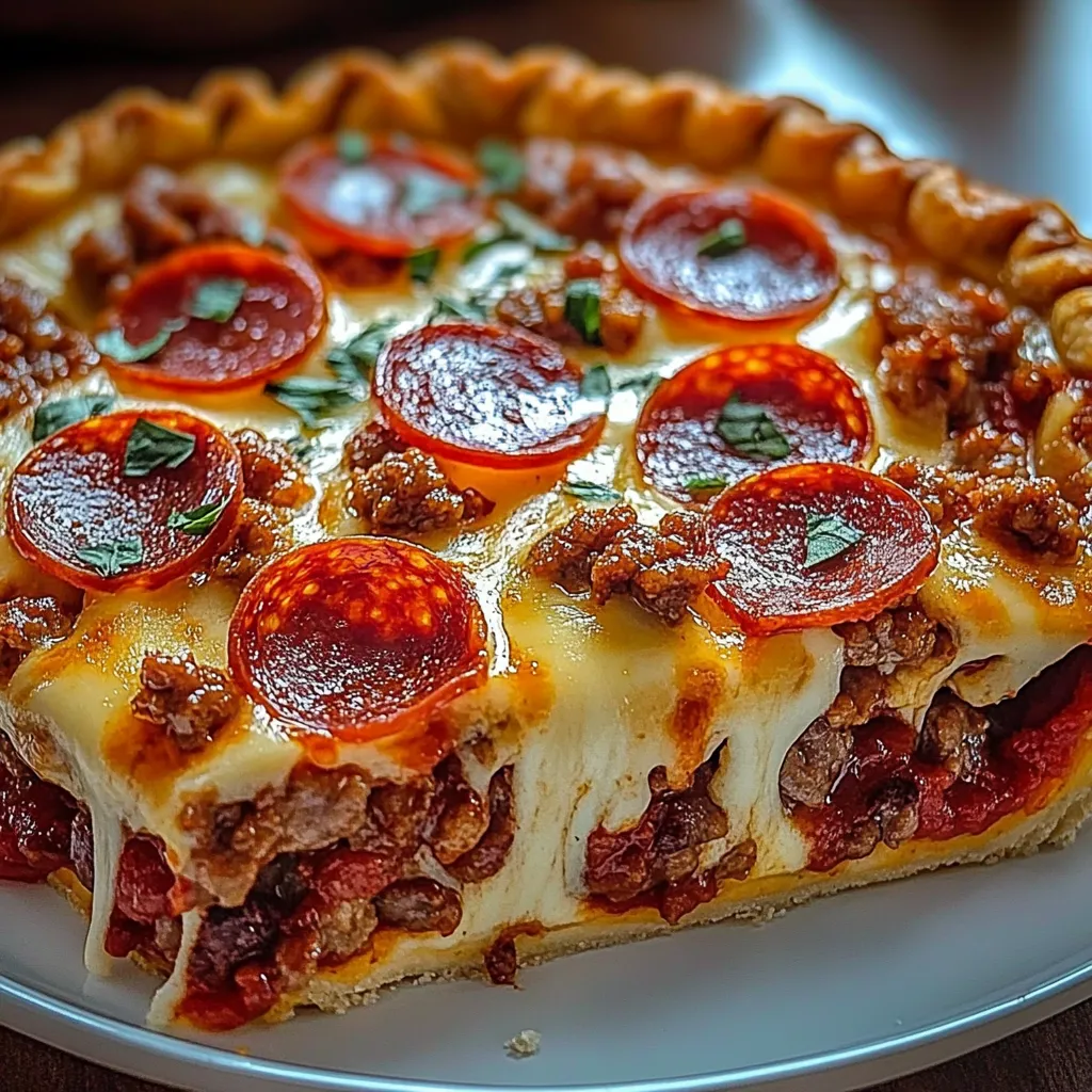 Melted cheese and pepperoni on a thick pizza pie wedge.
