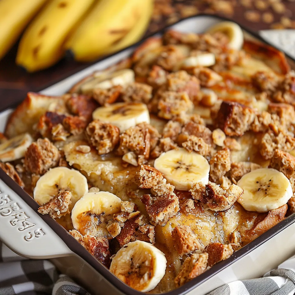 A dish with bananas and nuts.