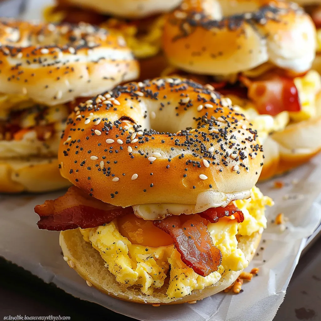 A bagel with bacon and egg.