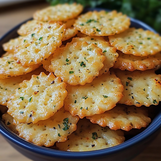 A bowl of garlic ritz snacks.
