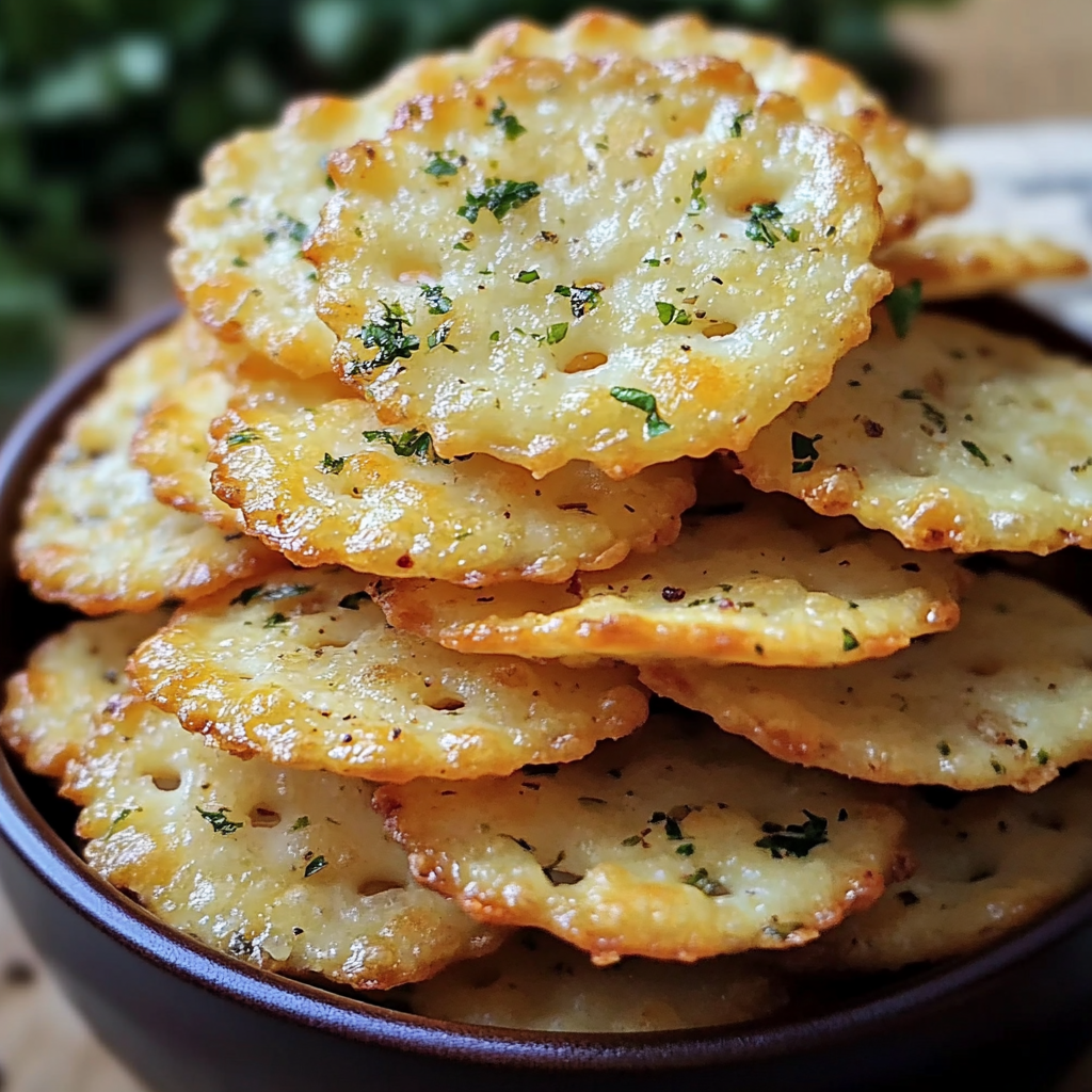 A bowl of garlic ritz snacks.