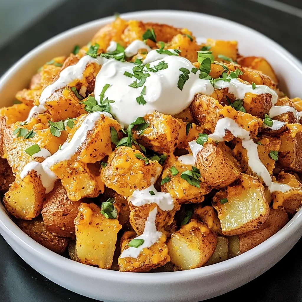 A bowl of cheesy Fiesta potatoes.