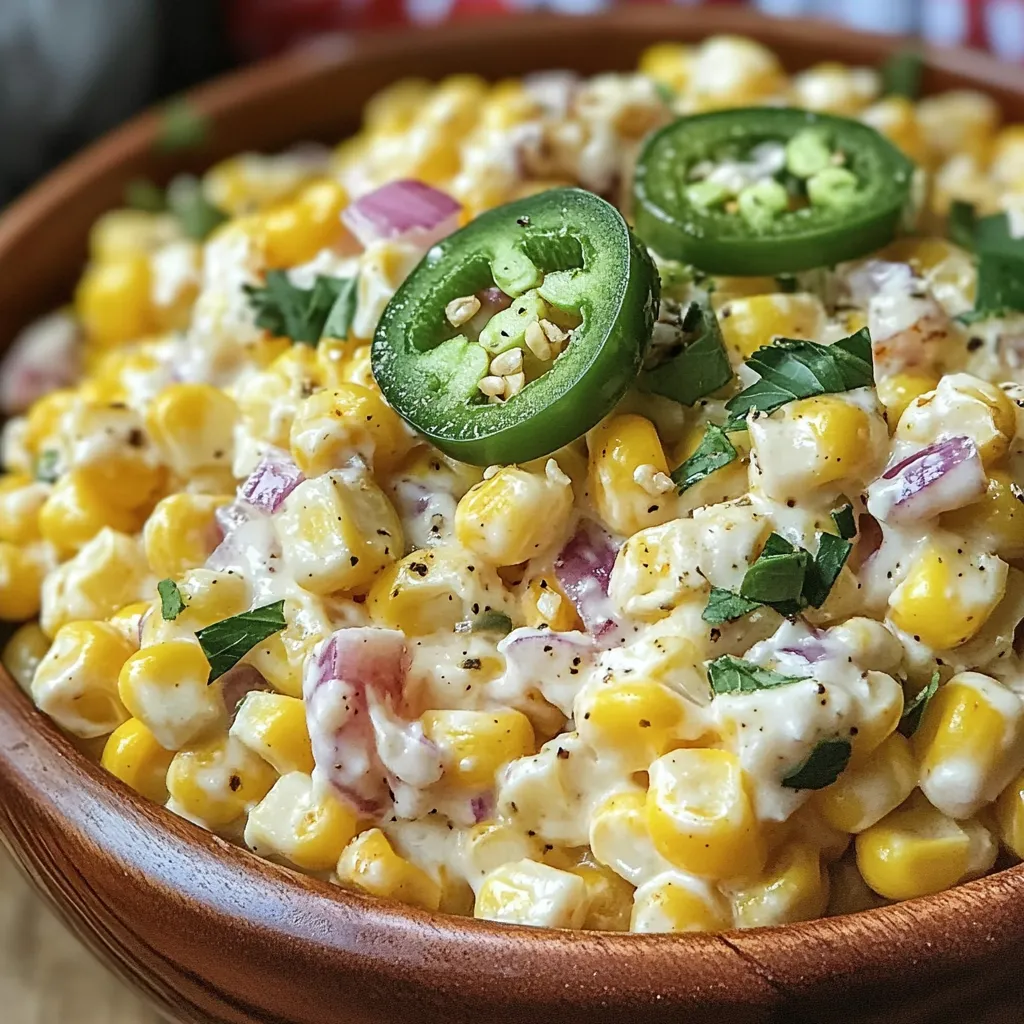 A bowl of jalapeno popper corn salad.