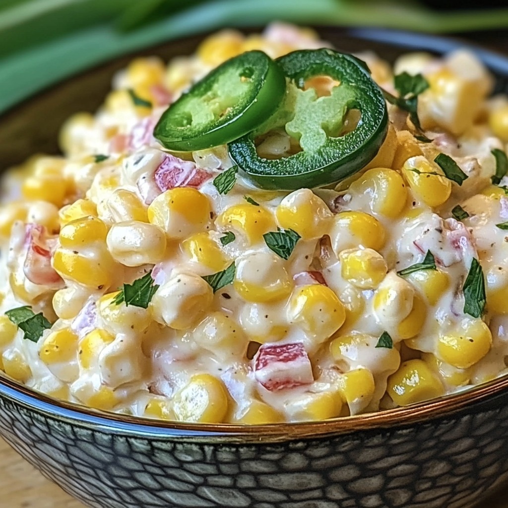 A bowl of jalapeno popper corn salad.