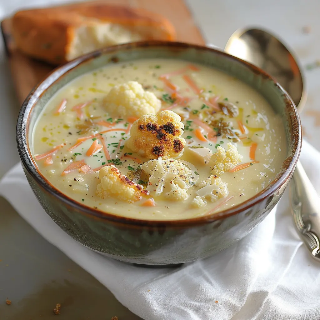 A bowl of soup with vegetables.