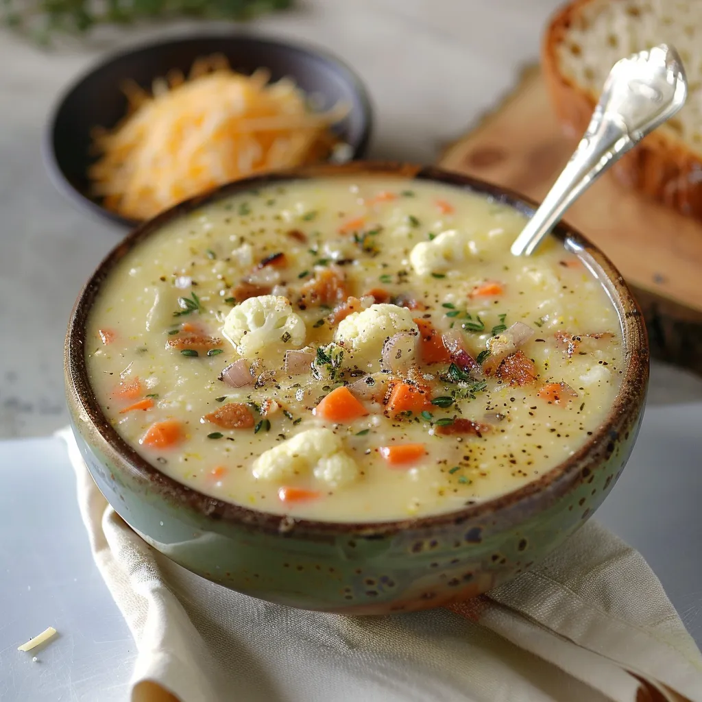 A bowl of soup with carrots and cheese.