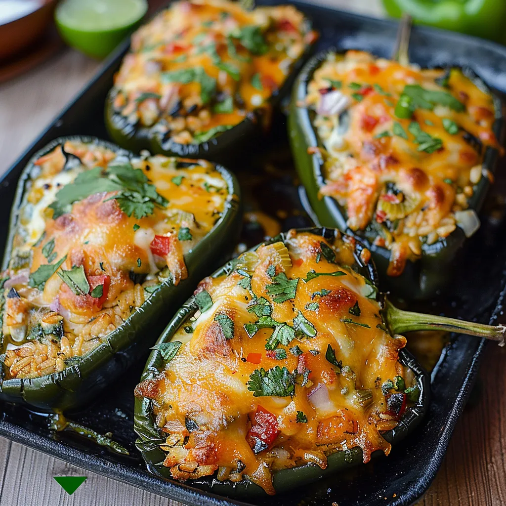 A pan of food with peppers and cheese.