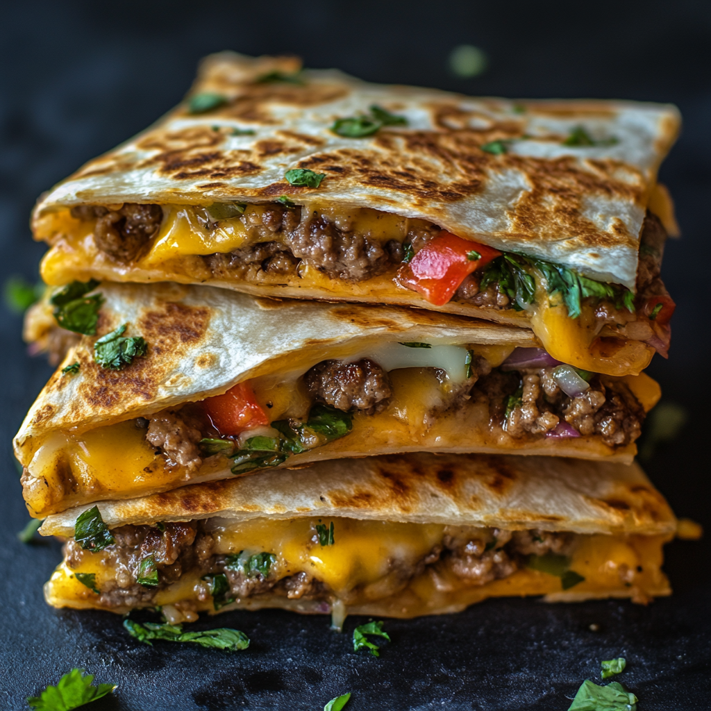 A stack of three tacos with lettuce and tomatoes.