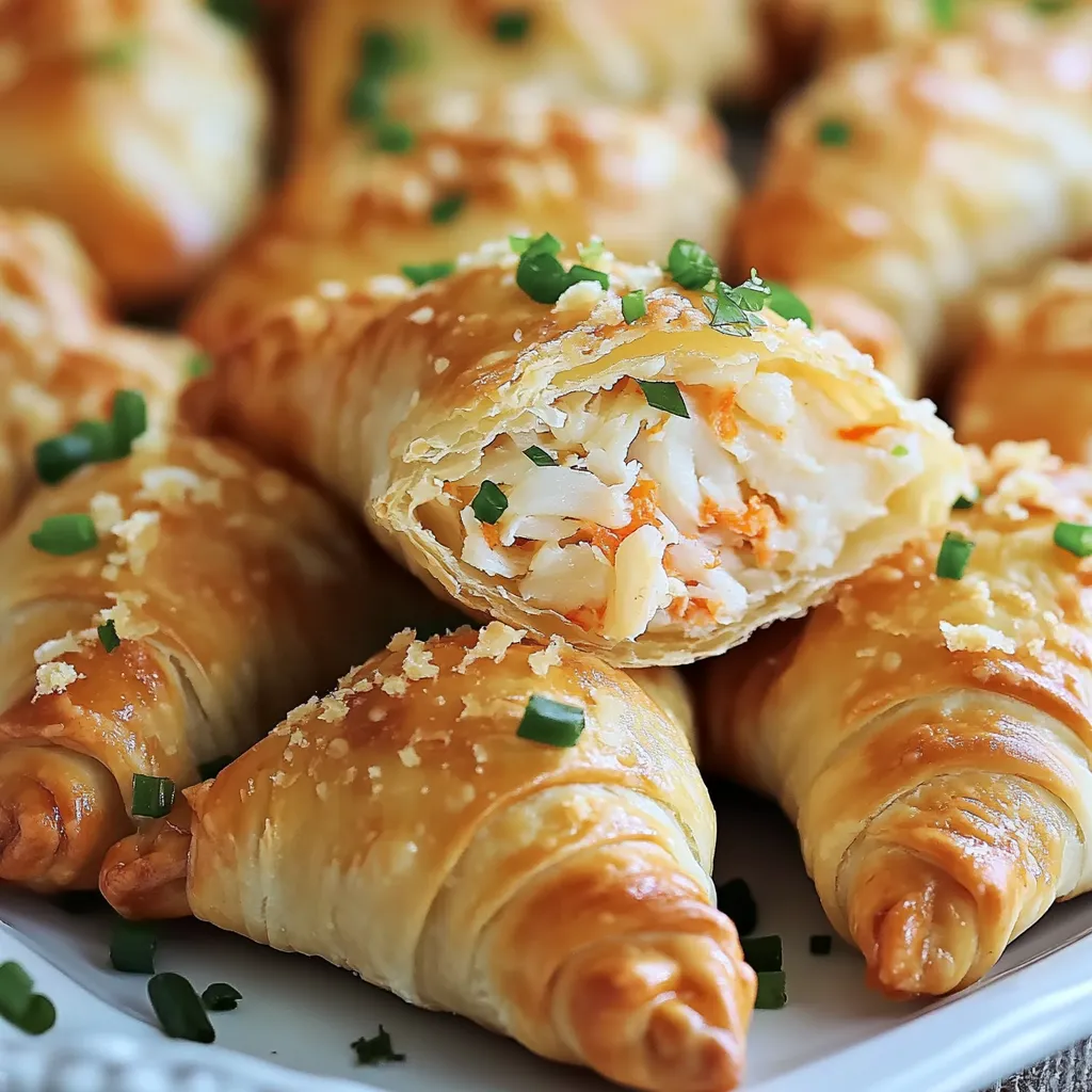 A plate of crab crescent bites.