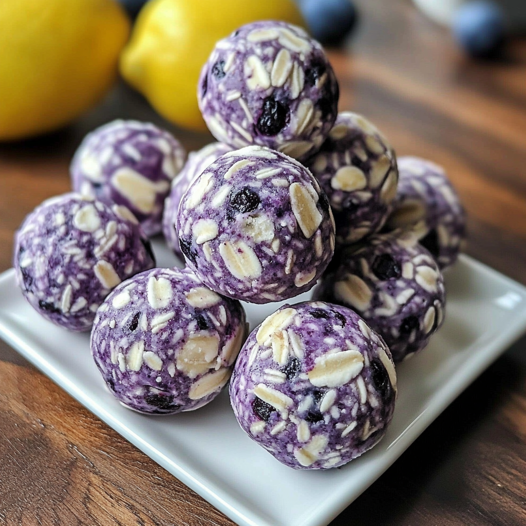 A stack of blueberry and almond balls.