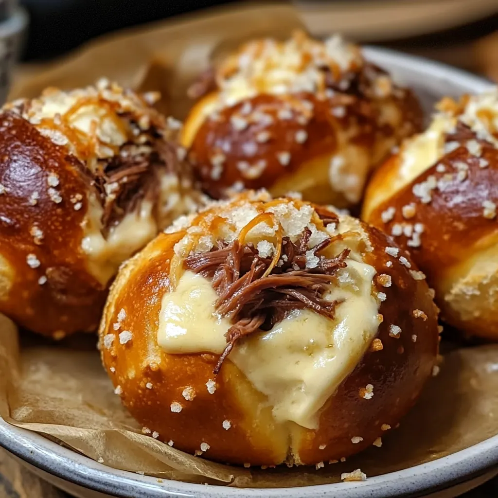 A plate of cheesy bacon-topped bread bites.