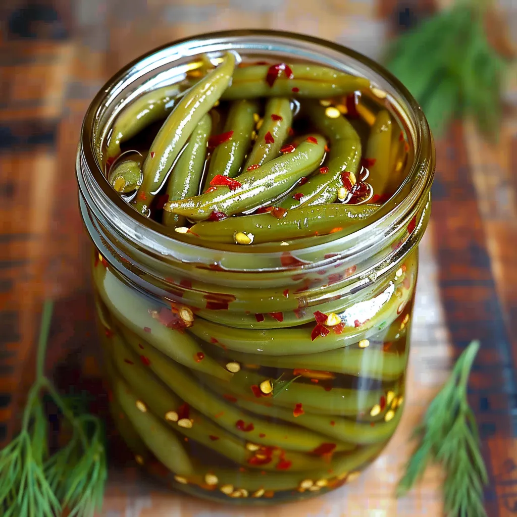 A jar of pickled green beans.