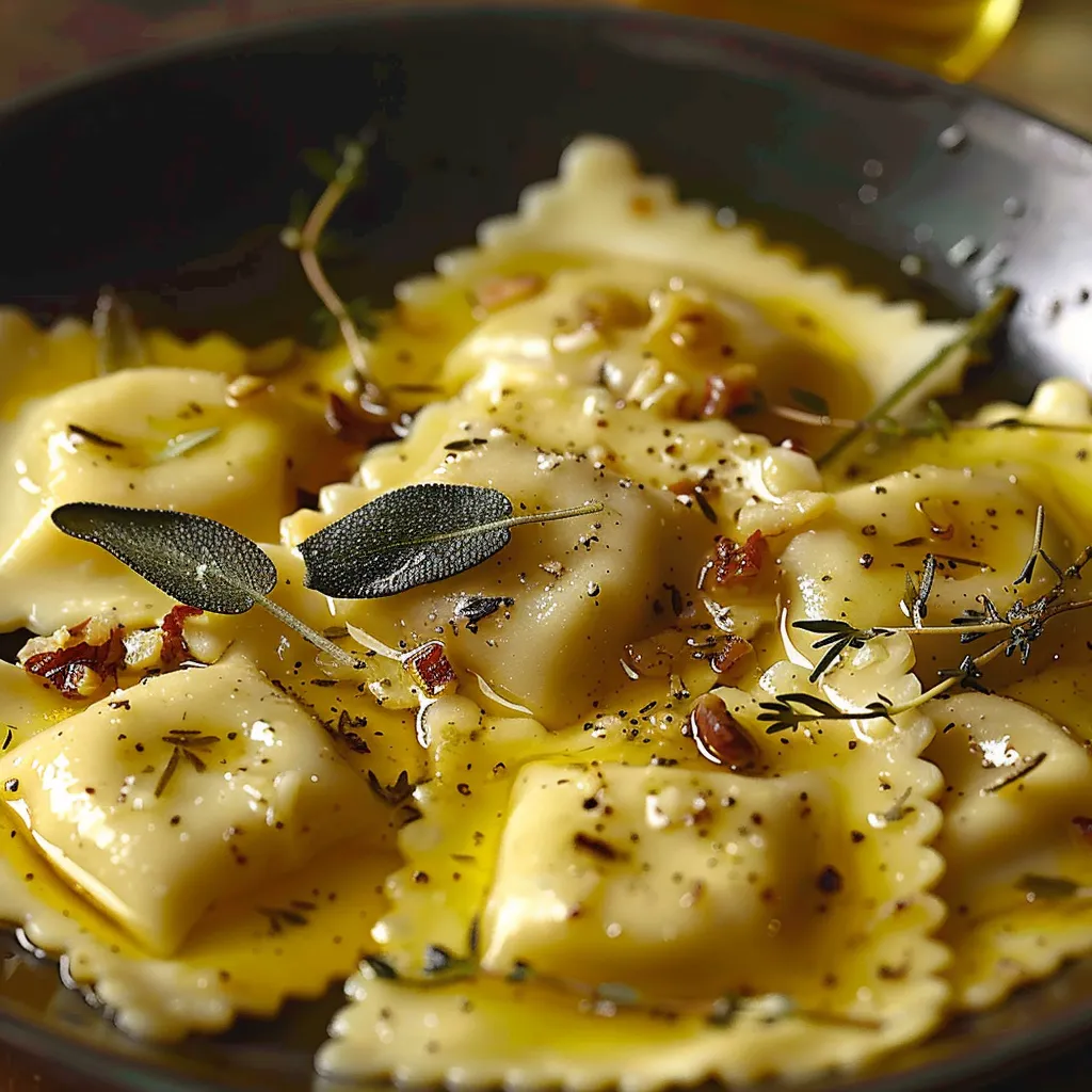 A bowl of pasta with herbs and oil.