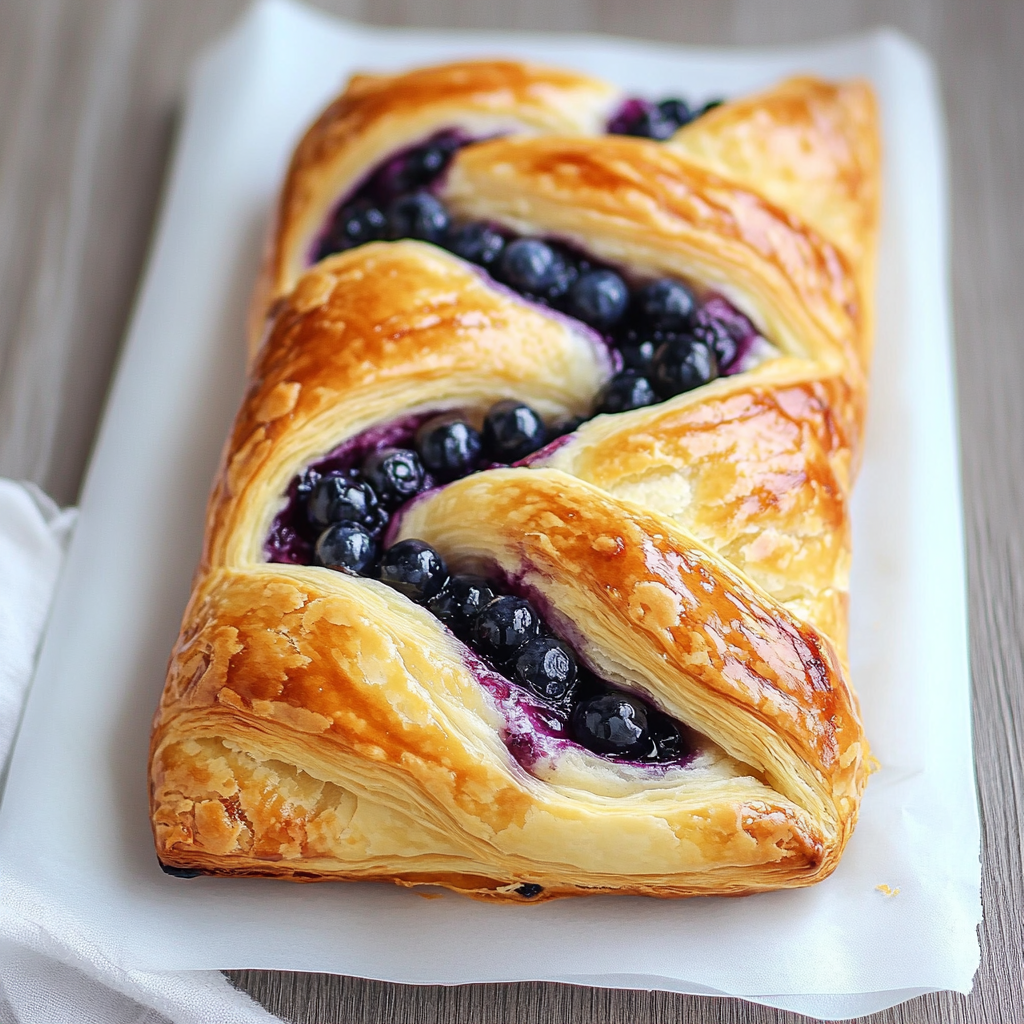 A pastry with blueberries on top.