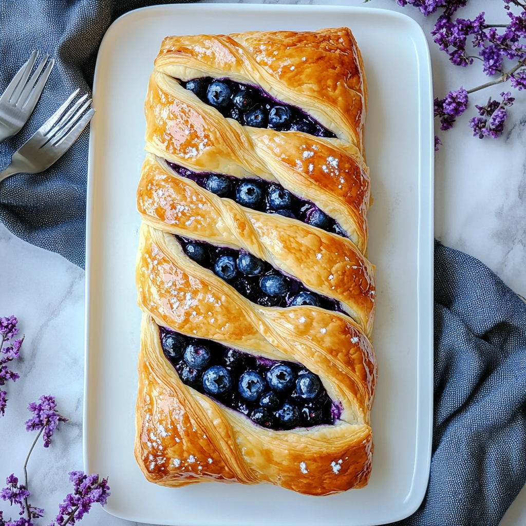 A pastry with blueberries on it.