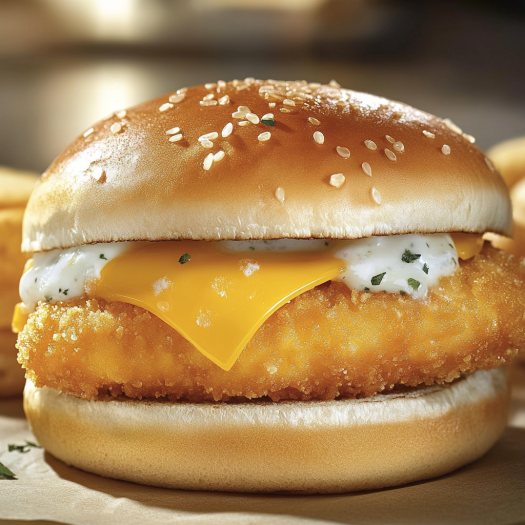A McDonald's Filet-O-Fish sandwich with lettuce and cheese.