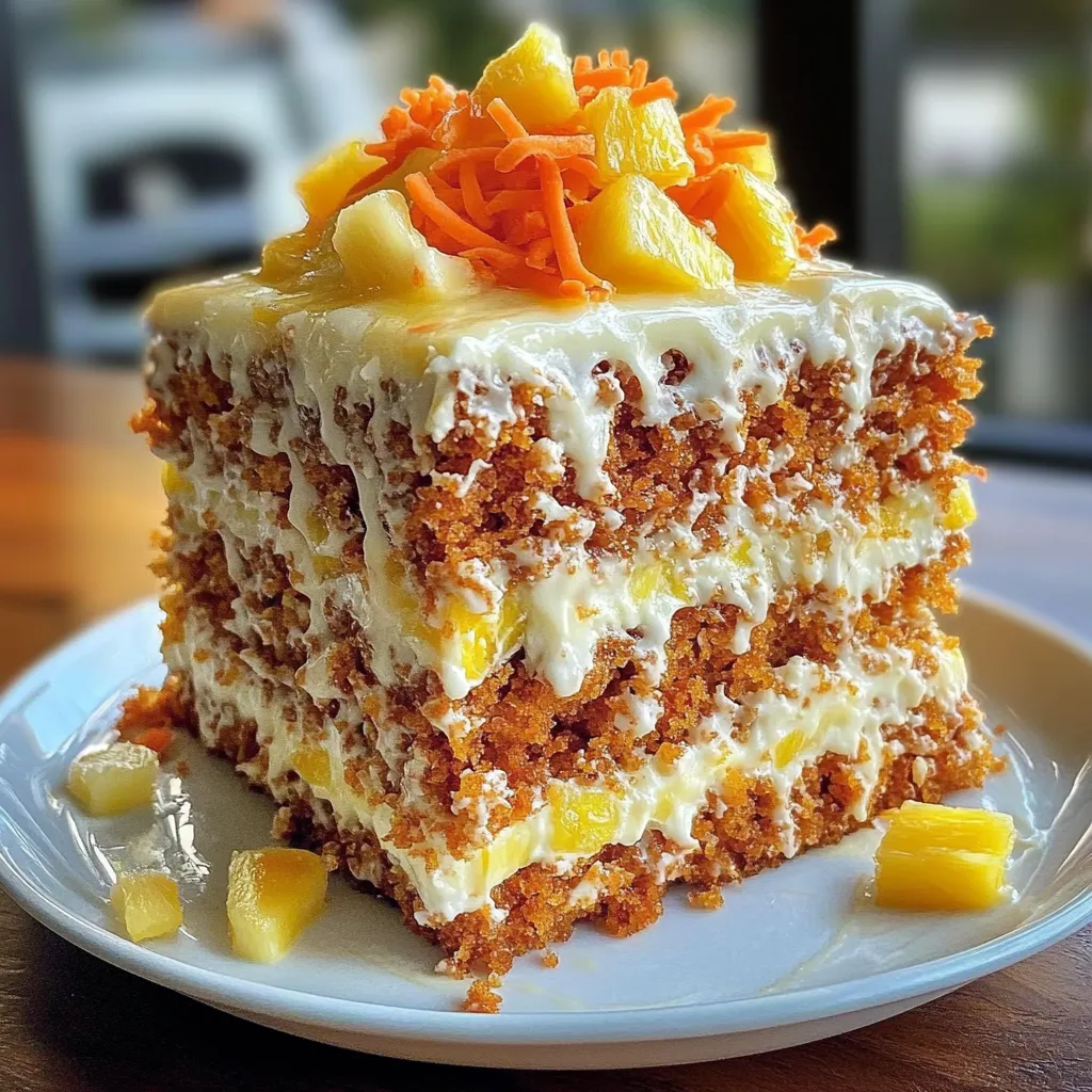 A slice of Hawaiian Carrot Pineapple Cake.