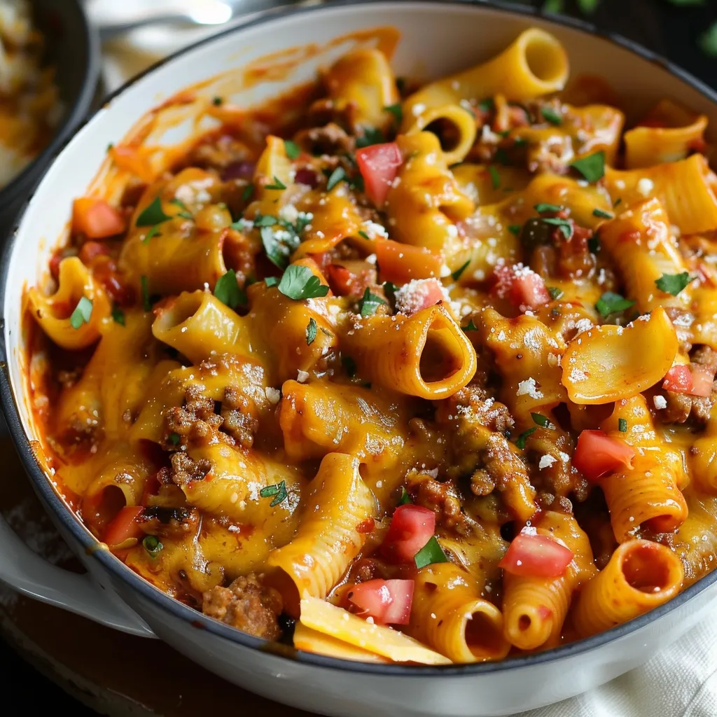 A bowl of pasta with tomatoes and cheese.